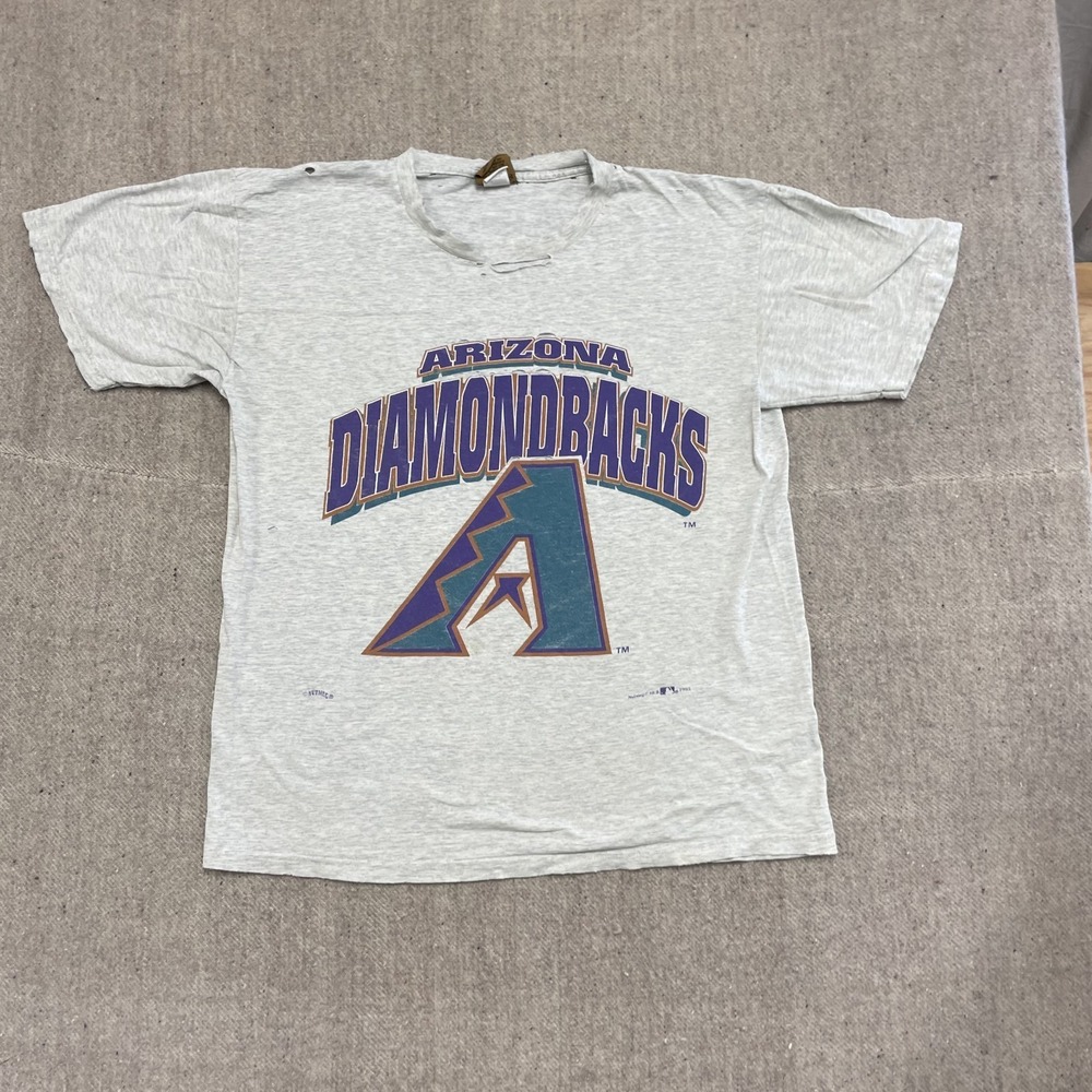 vintage Arizona diamondbacks shirt mens Large gray 1990s‎ MLB NUTMEG